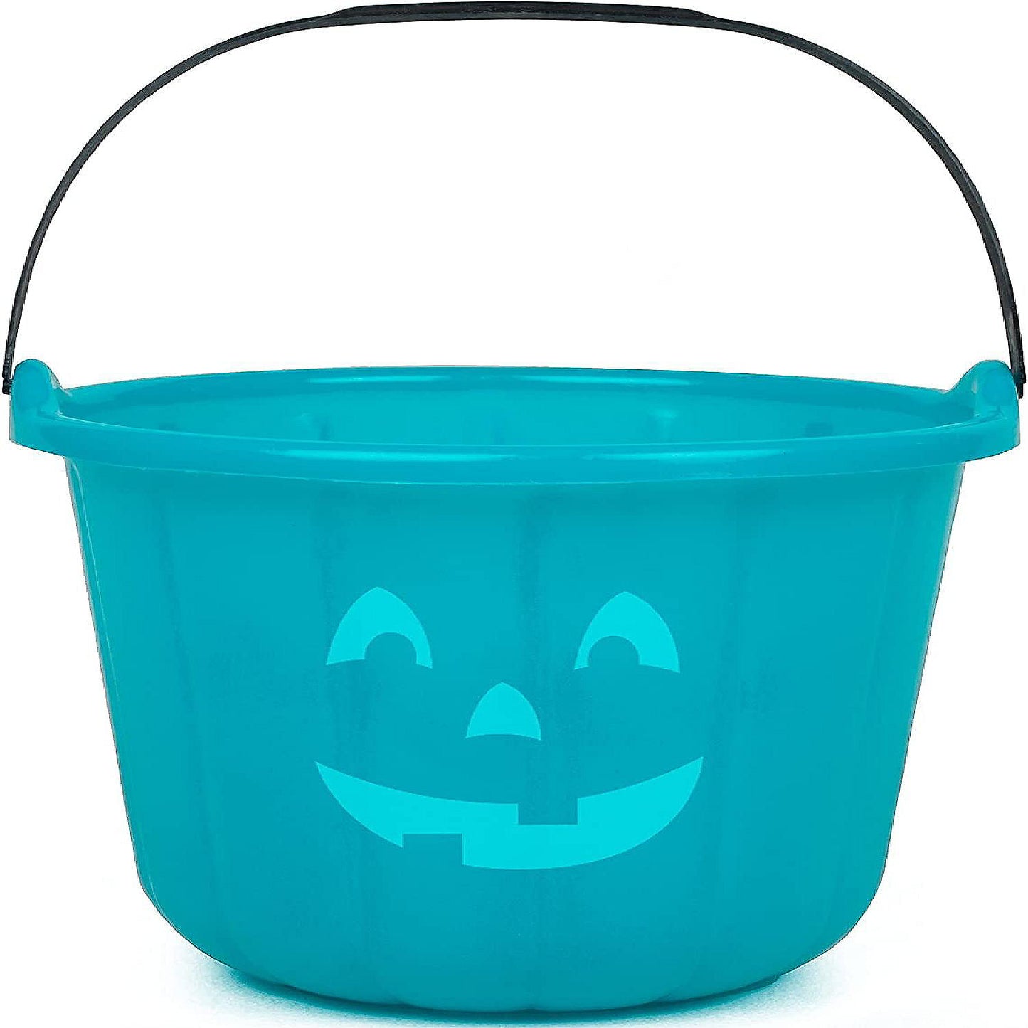 SCS Direct Teal Pumpkin Halloween Candy Treat Bucket 8.5in - Jack O Lantern Trick or Treat Storage Pail Basket | USA Decoration®