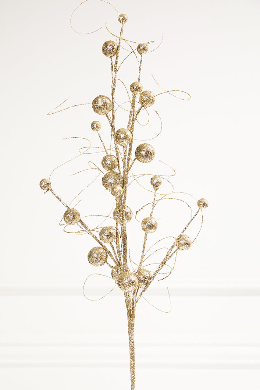 34” Glitter Sequin Wispy Ball Spray Sparkling Christmas Floral Pick for Holiday Tree and Festive Décor