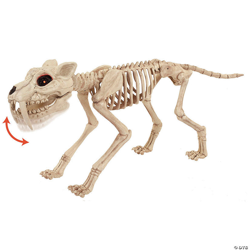 18 1/2" Light-Up Tiger Skeleton Animated Prop Halloween Decoration | USA Decoration®
