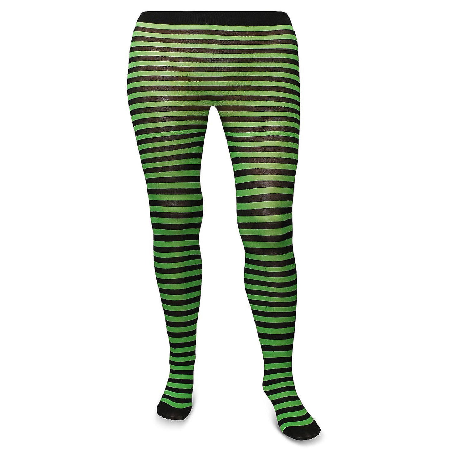 Skeleteen Black and Green Tights - Striped Nylon Stretch Stocking Accessories for Men, Women and Teens | USA Decoration®