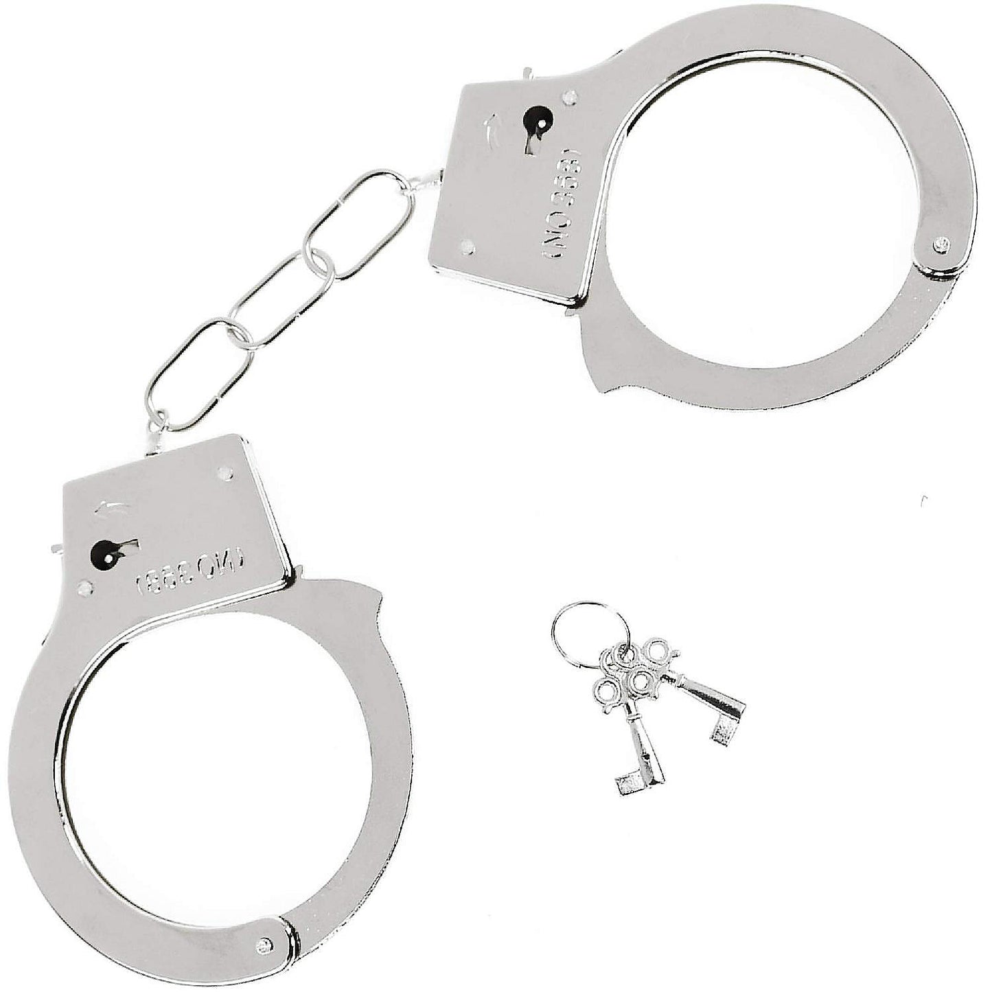 Skeleteen Metal Handcuffs with Keys - Toy Police Costume Prop Accessories Metal Chain Hand Cuffs with Safety Release and Key Silver