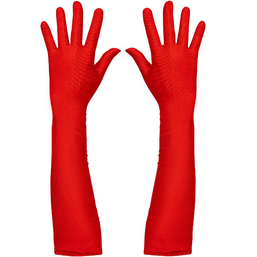 Skeleteen Red Satin Opera Gloves - Roaring 20's Fancy Flapper Elbow Gloves - 1 Pair | USA Decoration®