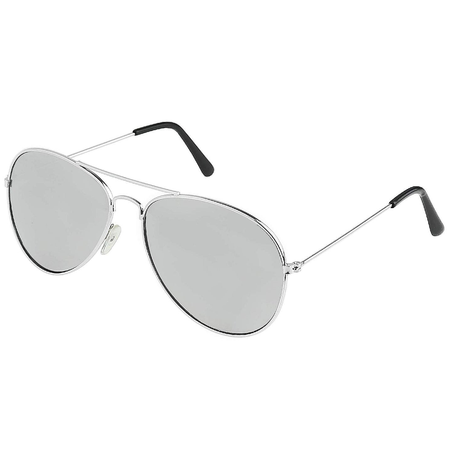 Skeleteen Silver Mirrored Aviator Sunglasses - UV 400 Protection