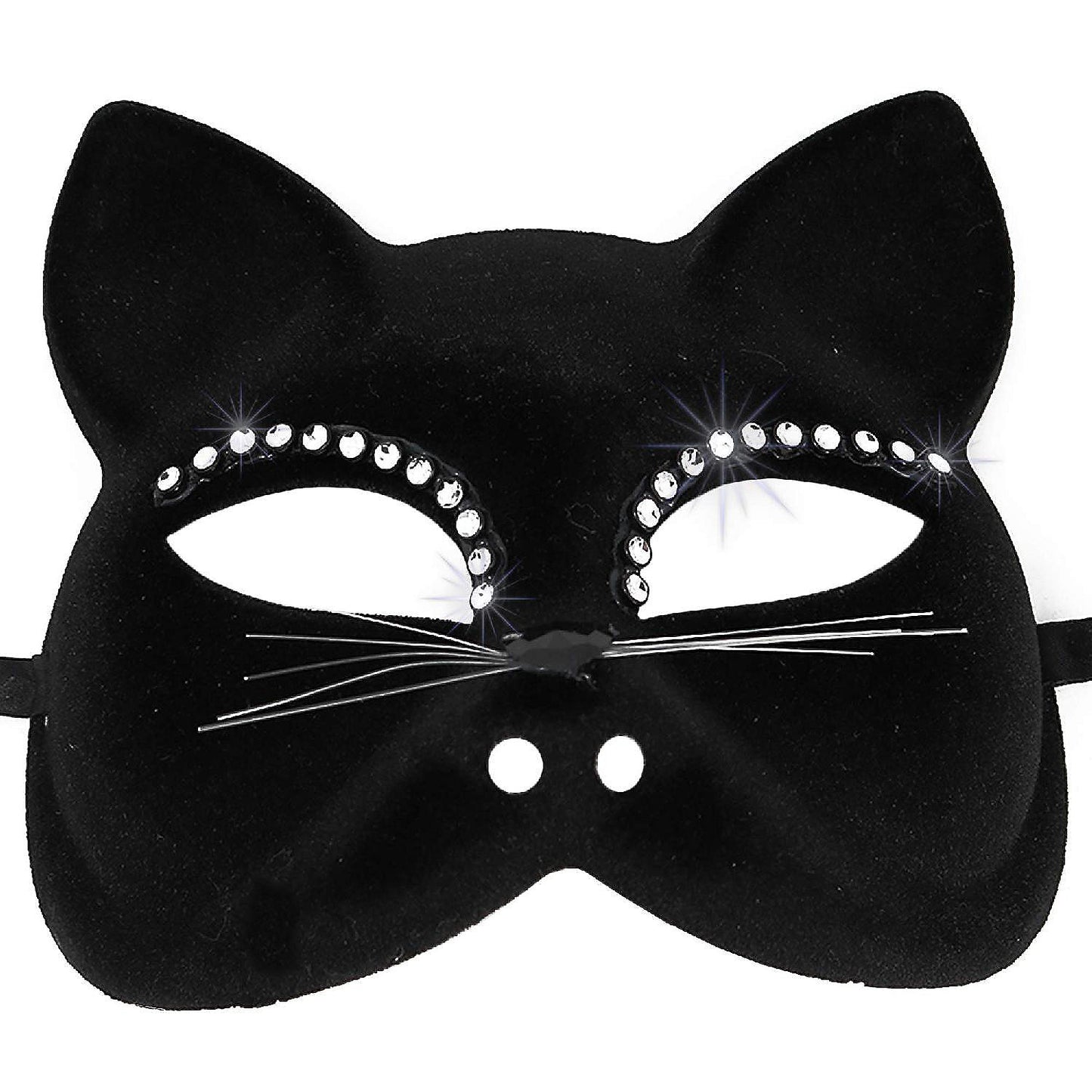 Skeleteen Venetian Black Cat Mask - Masquerade Costume Half Face Eye Mask for Kids and Adults