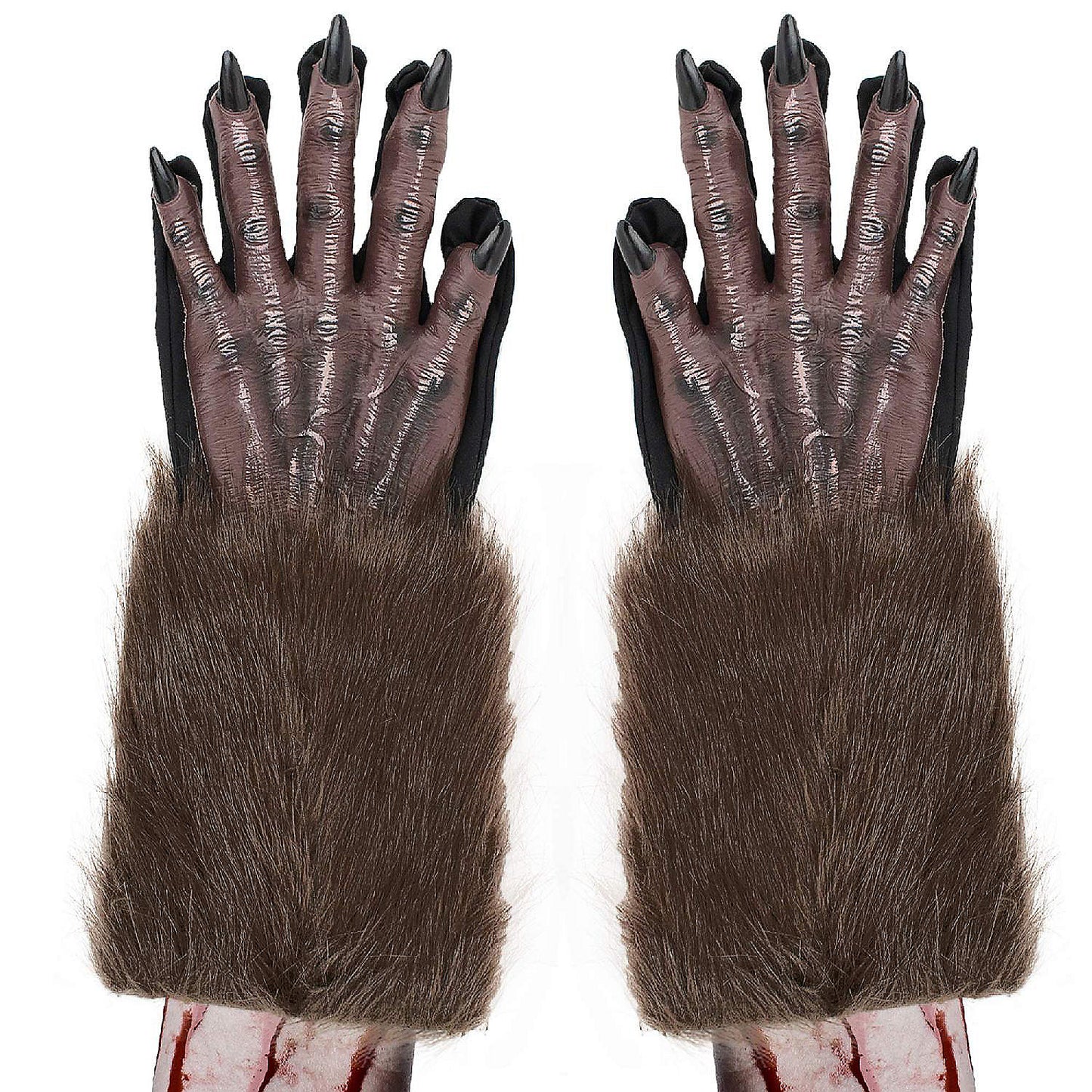 Skeleteen Werewolf Hand Costume Gloves - Brown Hairy Wolf Claw Hands Paws Monster Costume Accessories for Kids and Adults | USA Decoration®