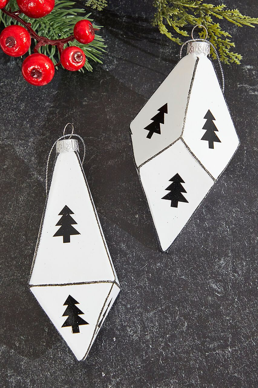 6" Drop Glass Ornament with Unique Geometric Shapes