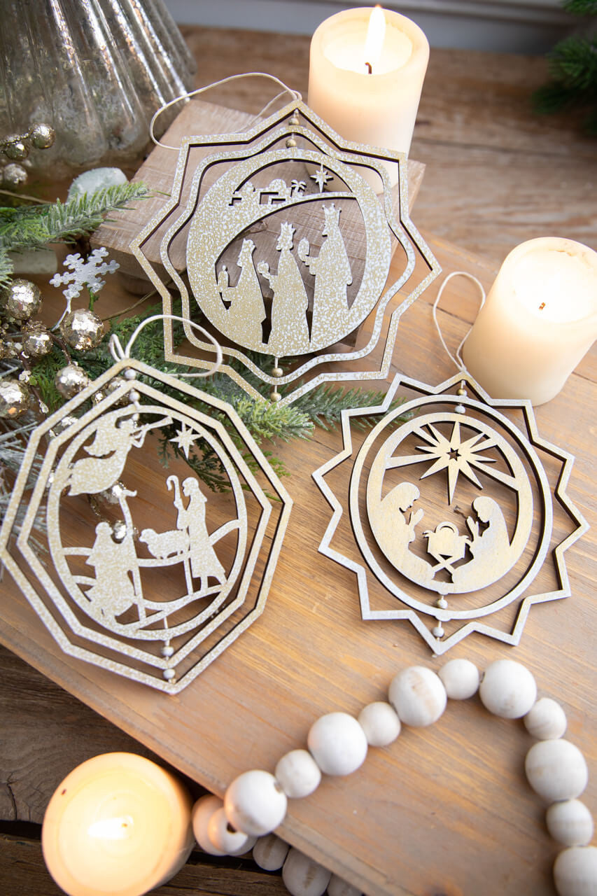 6" Spinning Nativity Christmas Ornament Rotating Holy Family Decoration