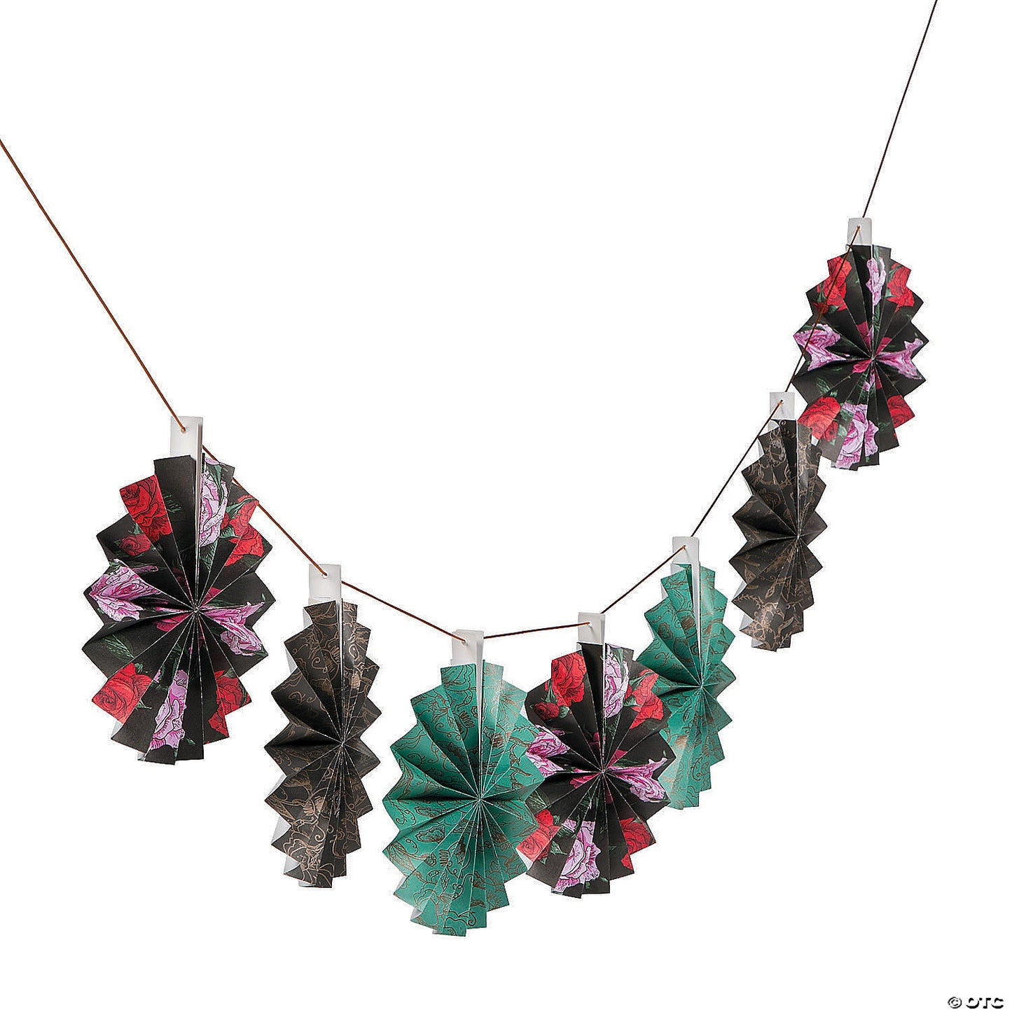 Spooky Floral Paper Fan Garland Halloween Decoration