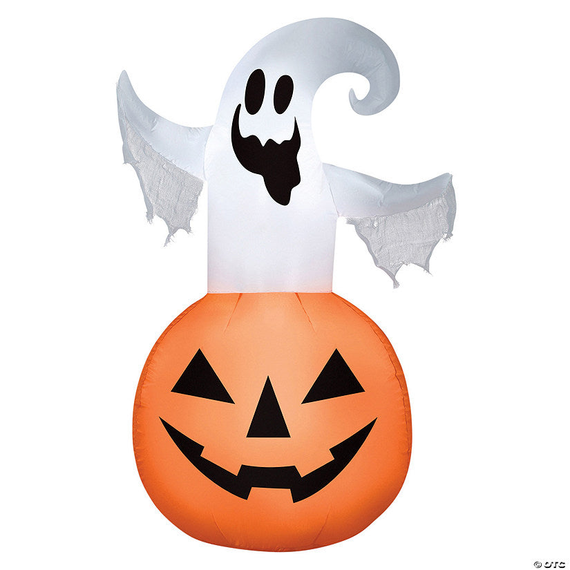 53" Blow-Up Inflatable Ghost Jack-O’-Lantern with Built-In LED Lights Outdoor Yard Decoration | USA Decoration®
