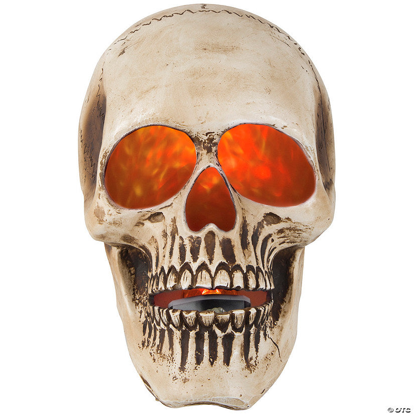10" LightshowFire Ice™ Flaming Skull Projection Light Halloween Decoration | USA Decoration®