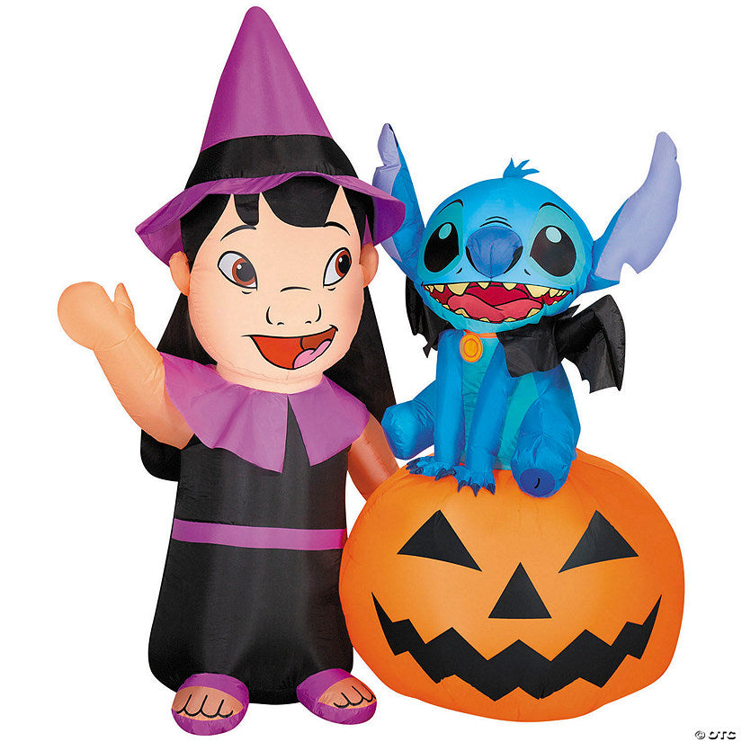 6 Ft. Airblown® Inflatable Lilo Stitch™ Lilo Stitch with Jack-O'-Lantern Halloween Outdoor Yard Decoration | USA Decoration®