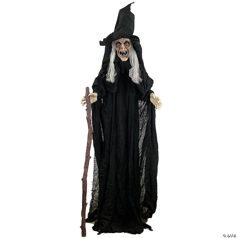 72" Animated Witch with Cane Halloween Decoration | USA Decoration®