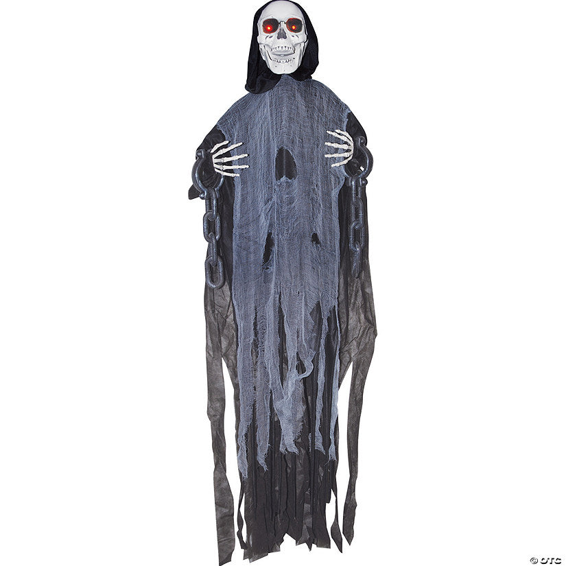 60" Animated Light-Up Hanging Ghost Skeleton in Chains Halloween Decoration | USA Decoration®