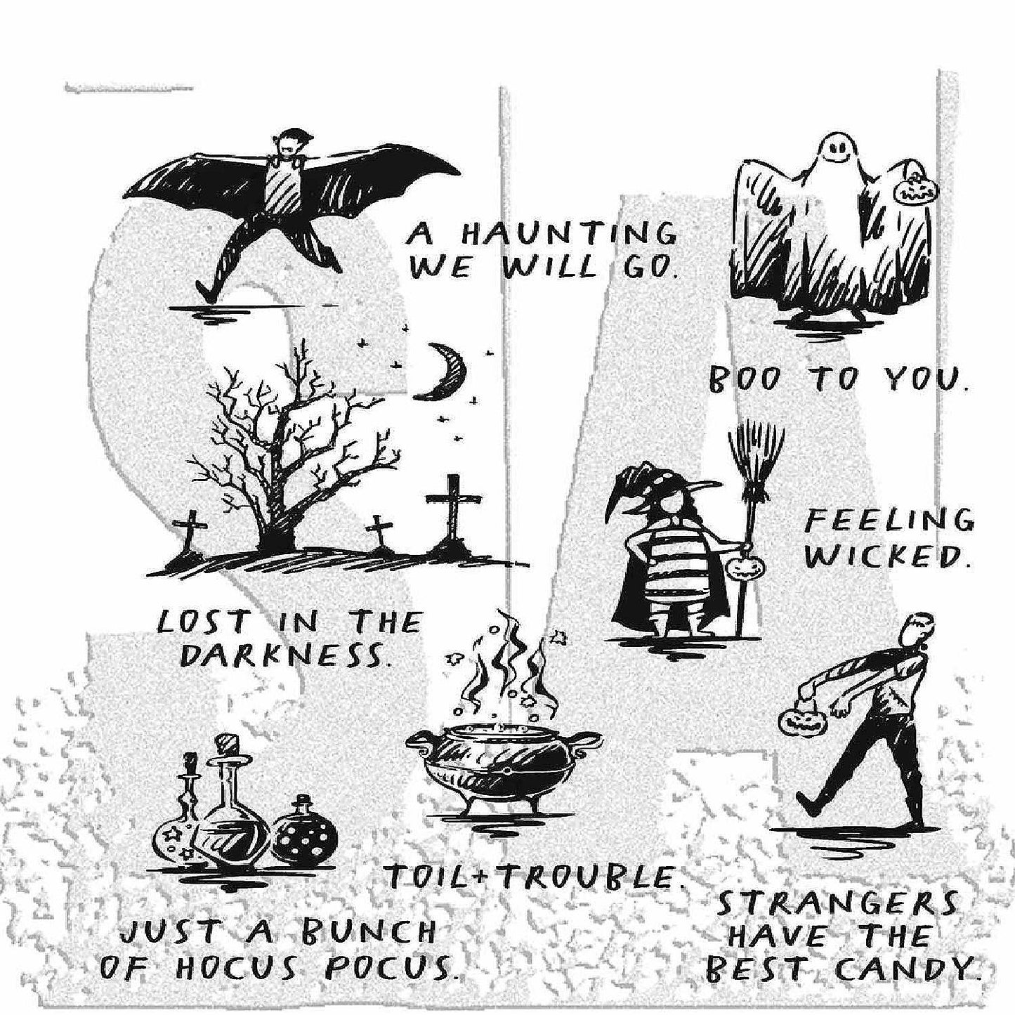 Tim Holtz Cling Stamps 7"X8.5"-Halloween Sketchbook