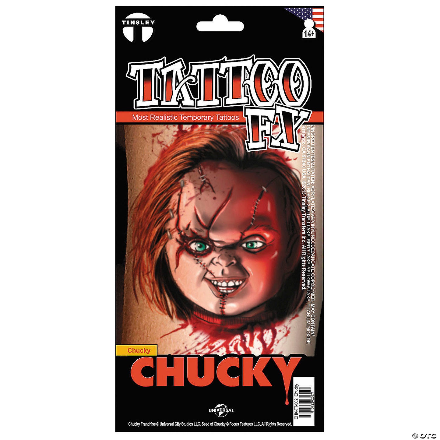 Tinsley Transfers Child’s Play™ Chucky Temporary Tattoo