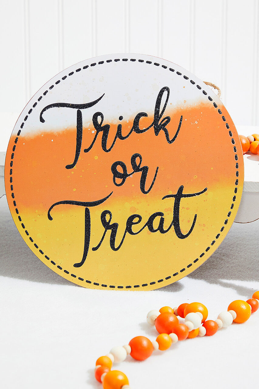 10.5" Trick or Treat Sign Festive Halloween Door Decoration.