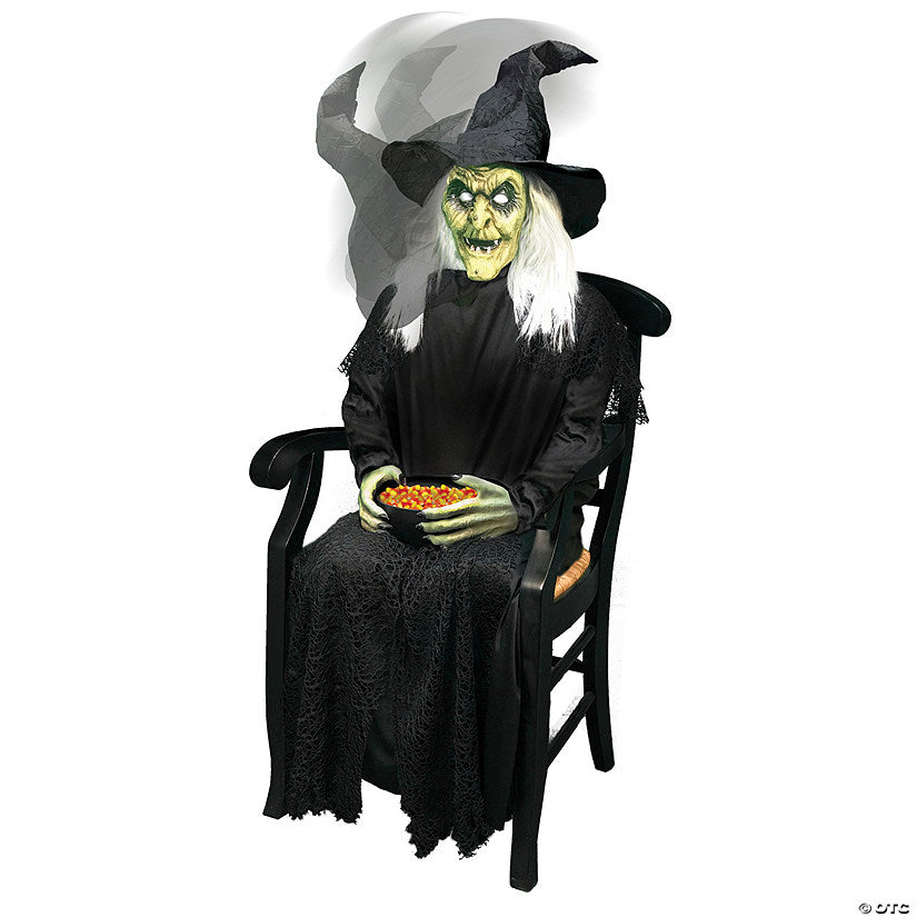 21" Animated Sitting Witch Halloween Prop | USA Decoration®