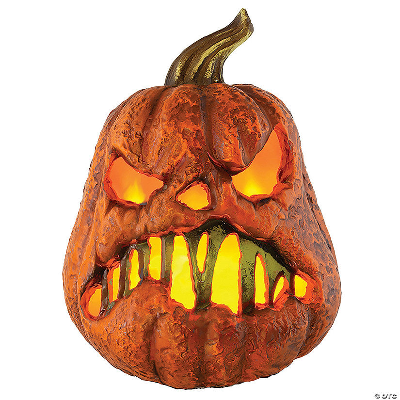 8" Rotten Flaming Pumpkin™ With Timer Style B Halloween Decoration | USA Decoration®
