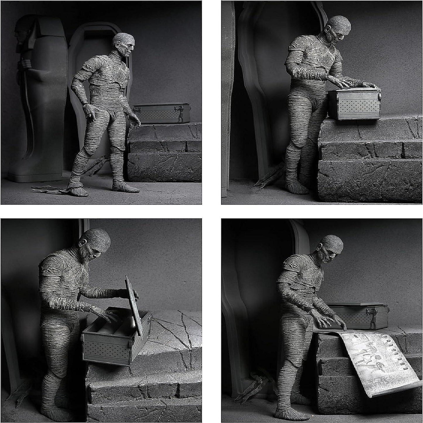 Universal Monsters 7 Inch Scale Action Figure The Mummy (Black White) | USA Decoration®