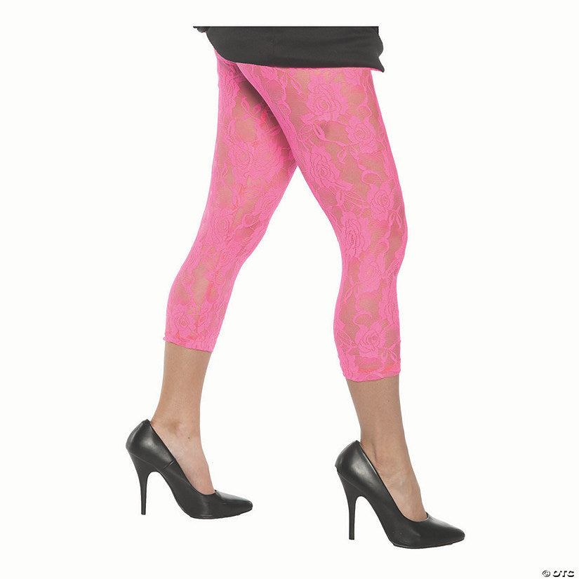 Adult Neon Pink Lace Leggings - Extra Small | USA Decoration®