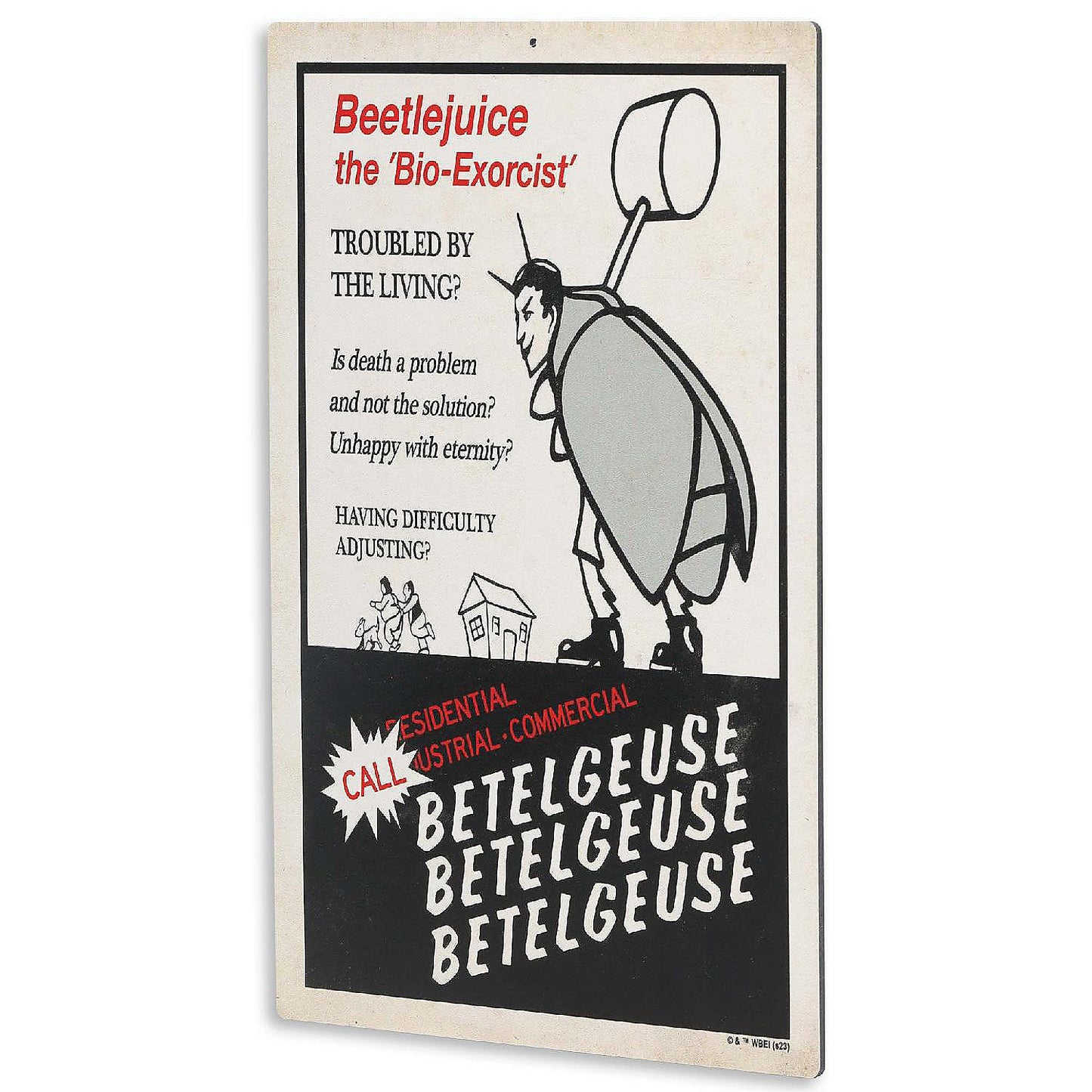 Warner Brothers 11x7 Warner Bros. Beetlejuice The Bio-Exorcist Ad Hanging Metal Sign | USA Decoration®