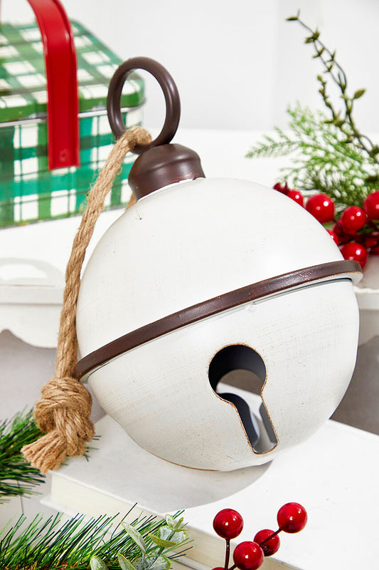 10" White Metal Bell Ornament Elegant Holiday Decoration