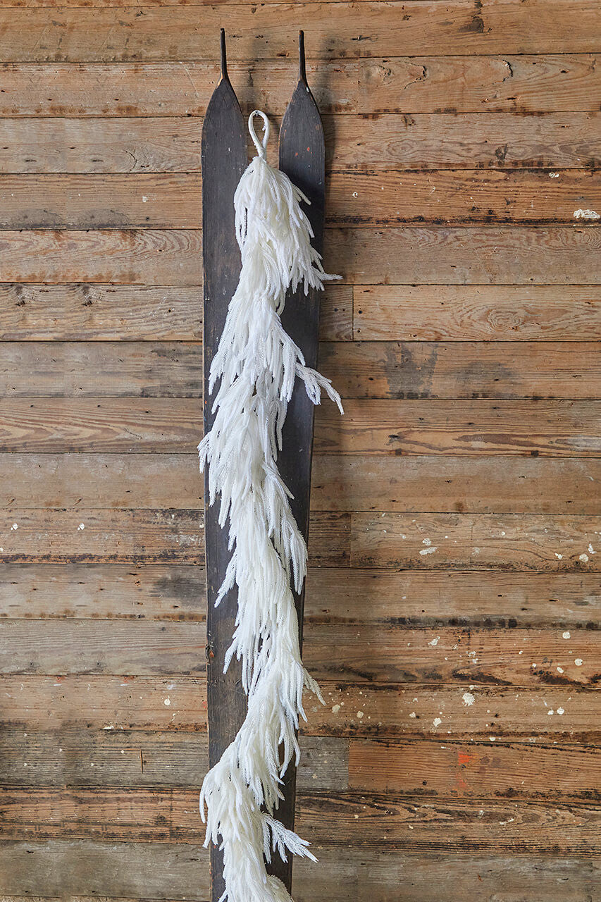 120” Real Touch Flocked White Norfolk Pine Garland for Elegant Winter and Holiday Decor