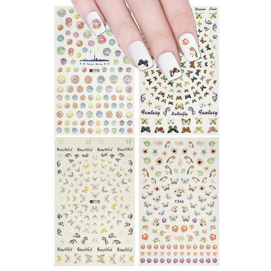 Wrapables 4 Sheets Nail Stickers Nail Art Set - Butterflies Nail Stickers