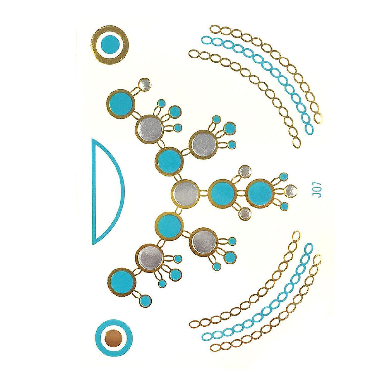 Wrapables Celebrity Inspired Temporary Tattoos in Metallic Gold Silver and Black, Large, Bubble Necklace_1