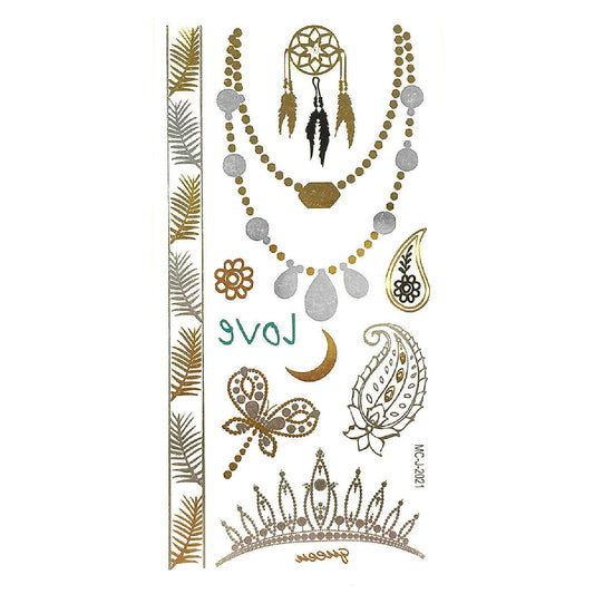 Wrapables Celebrity Inspired Temporary Tattoos in Metallic Gold Silver and Black, Medium, Dream Catcher