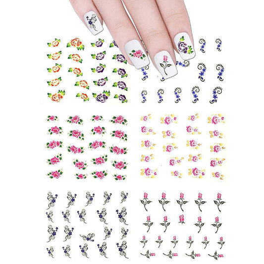 Wrapables Florals Water Slide Nail Art Decals Water Transfer Nail Decals (100+ Nail Decals)