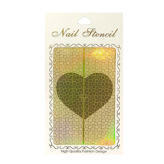 Wrapables Gold Nail Art Guide Large Nail Stencil Sheet - Basketweave