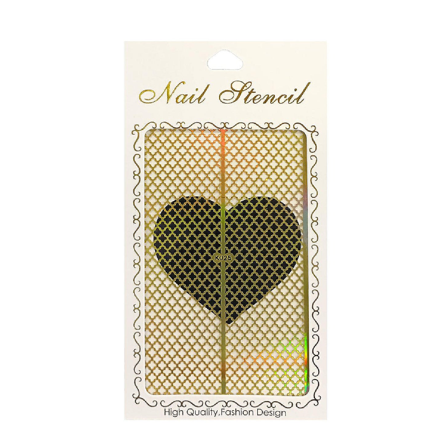 Wrapables Gold Nail Art Guide Large Nail Stencil Sheet - Clover