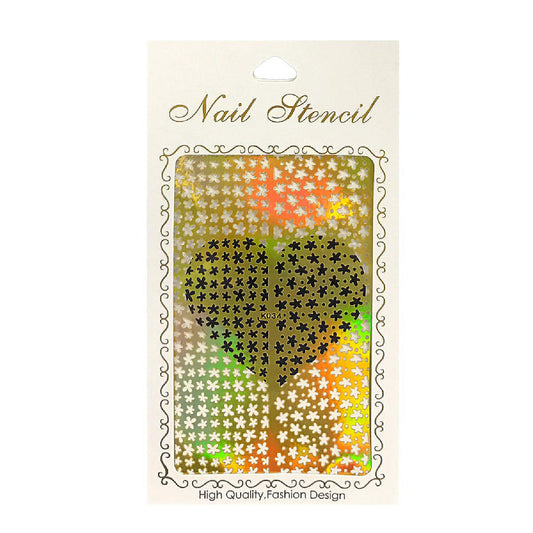 Wrapables Gold Nail Art Guide Large Nail Stencil Sheet - Flowers