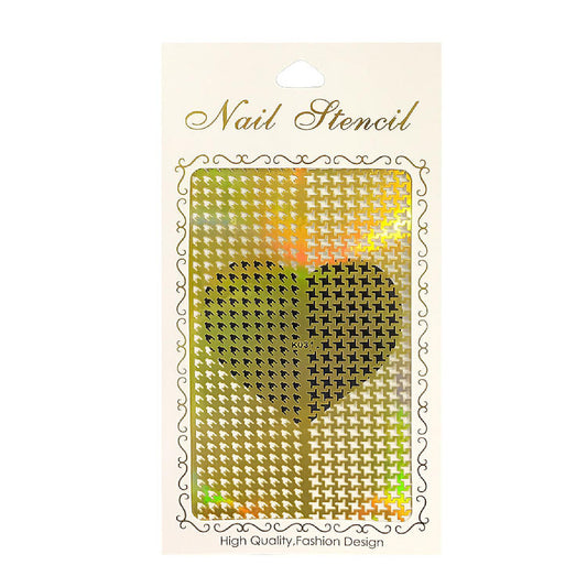 Wrapables Gold Nail Art Guide Large Nail Stencil Sheet - Houndstooth