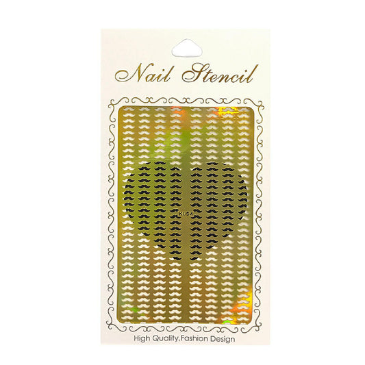 Wrapables Gold Nail Art Guide Large Nail Stencil Sheet - Mustache