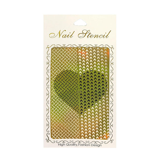 Wrapables Gold Nail Art Guide Large Nail Stencil Sheet - Weave and Arrow