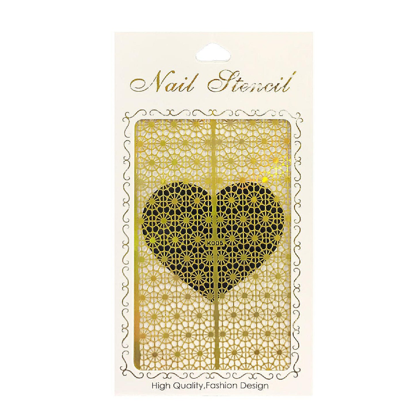 Wrapables Gold Nail Art Guide Large Nail Stencil Sheet - Web