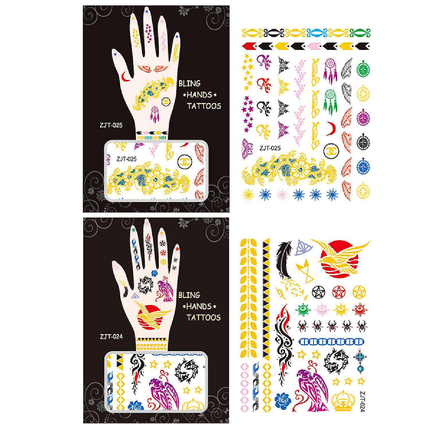 Wrapables Metallic Body Art Hand Tattoos, Adventurous