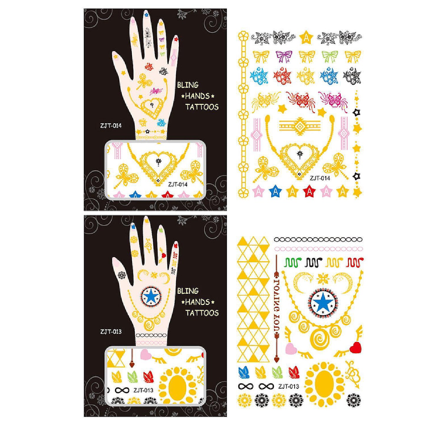 Wrapables Metallic Body Art Hand Tattoos, Loving You