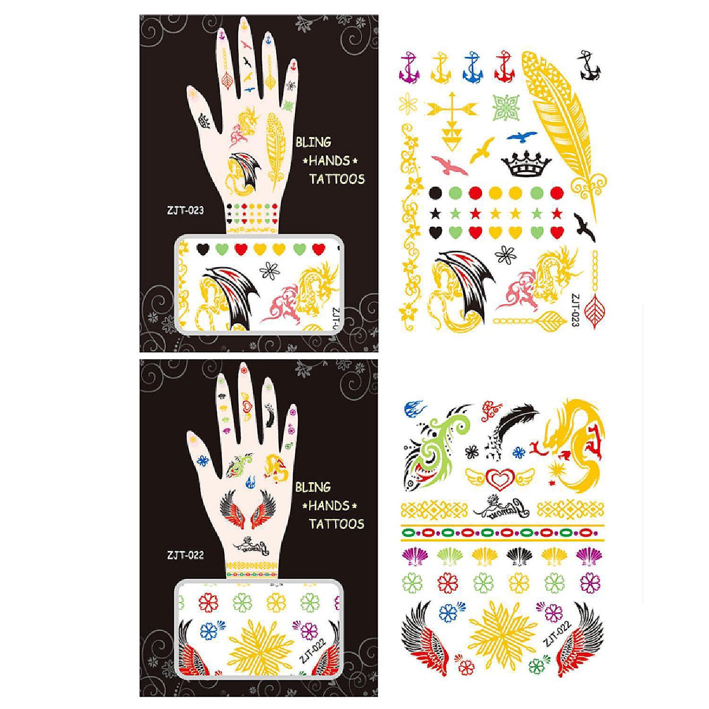 Wrapables Metallic Body Art Hand Tattoos, Majestic