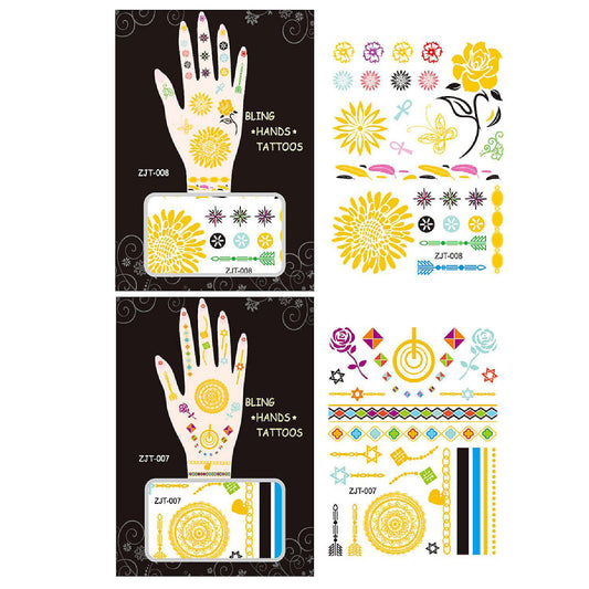 Wrapables Metallic Body Art Hand Tattoos, Spring Fling
