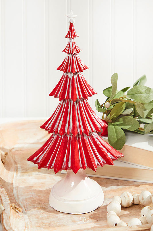 13” Nordic Striped Christmas Tree Scandinavian-Inspired Holiday Tabletop Décor