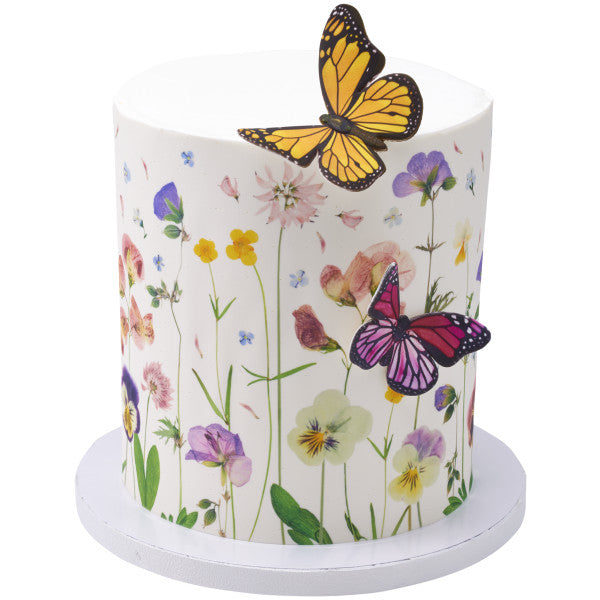 Yellow And Pink Butterflies Gum Paste - 20 pc
