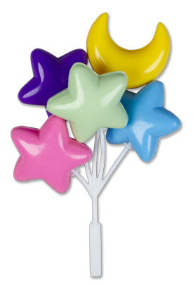 Large Stars & Moon Balloon Cluster 5" Long *Available in 4, 12 and 36 counts*