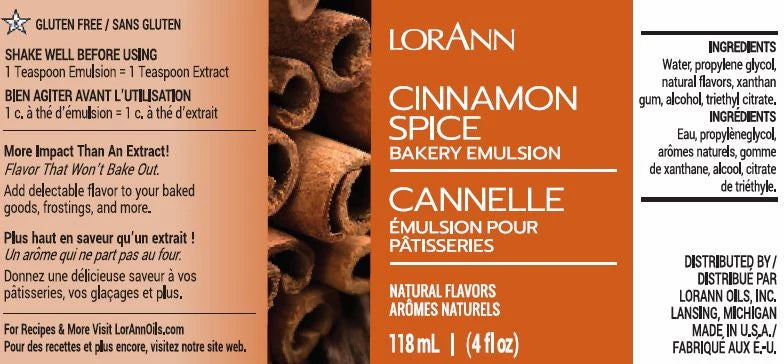 LorAnn Oils Cinnamon Spice Bakery Emulsion, 4 fl. oz