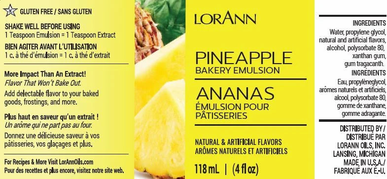 LorAnn Oils Pineapple Bakery Emulsion, 4 fl. oz