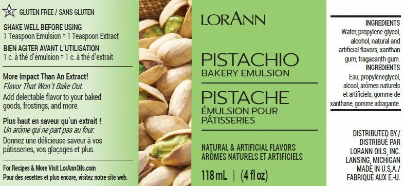 LorAnn Oils Pistachio Bakery Emulsion, 4 fl. oz