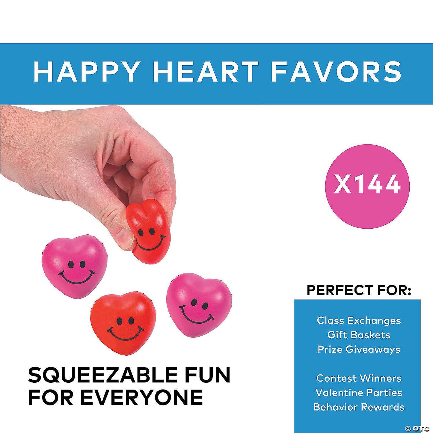 1 1/2" Bulk 144 Pc. Mini Valentine's Day Pink & Red Heart Stress Toys | USA Decoration®