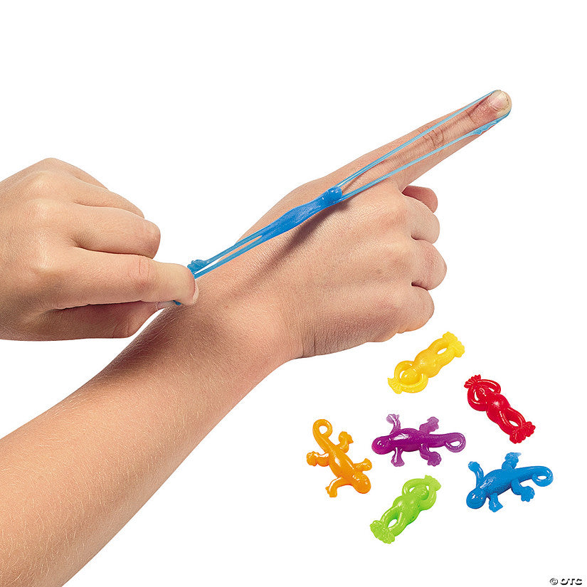 144 Piece(s): 1 1/4" Bulk 144 Pc. Mini Stretch & Fling Flying Frogs & Lizards | USA Decoration®